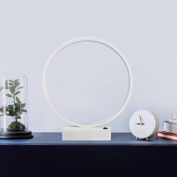 Opviq Halka - 13308 Lámpara de mesa blanca metálica